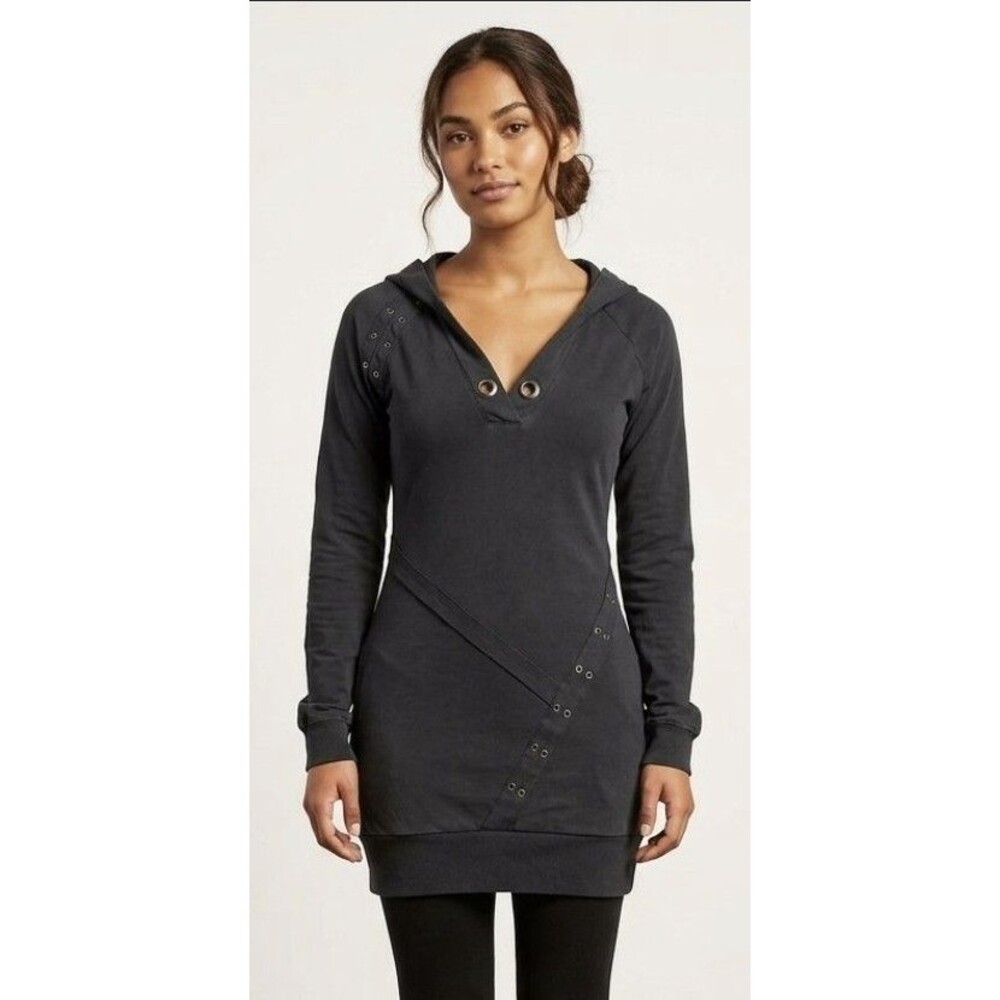 Rocawear Y2K Hoodie Dress Women Large Sweatshirt Brown Punk Rock Long Sleeve